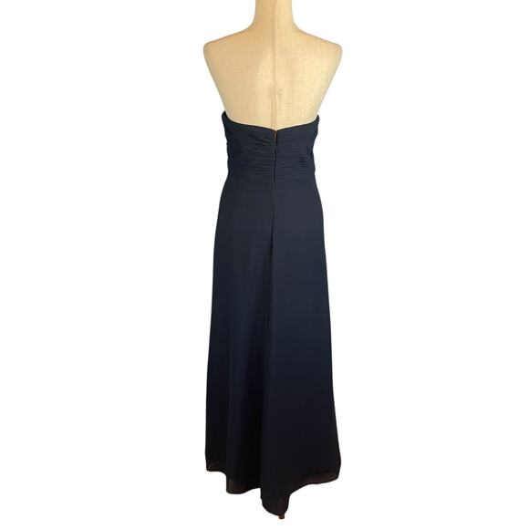 Bill Levkoff SHILOH 1121 Sweetheart Chiffon Dress Formal Gown Navy Size 4 - Picture 7 of 8